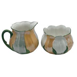 Vintage PALT Czecho-Slovakia Porcelain Tulips Sugar & Creamer Set